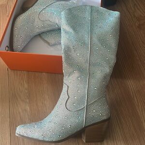 Locerich rhinestone boots